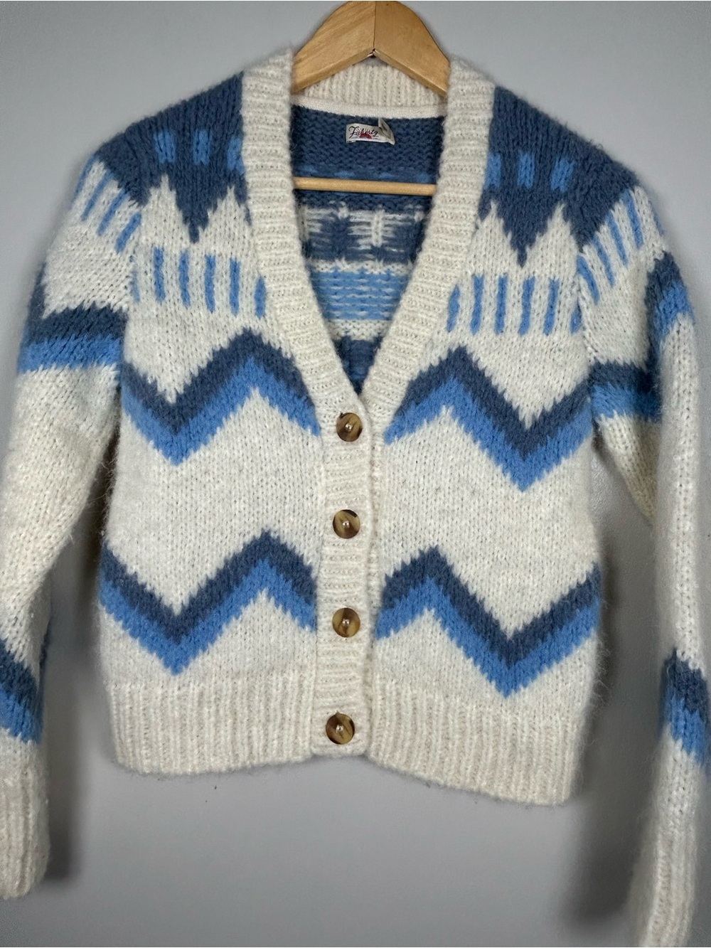 Faherty Icelyn Fair Isle Alpaca Knit Cardigan XS